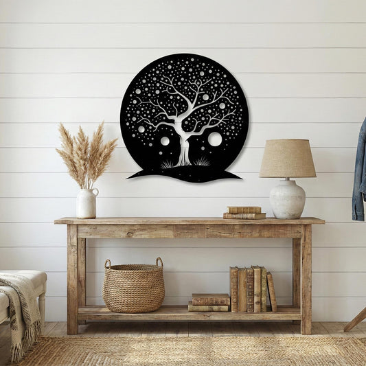 Whimsical Tree of Life Wall Art – laser-cut steel wall decor