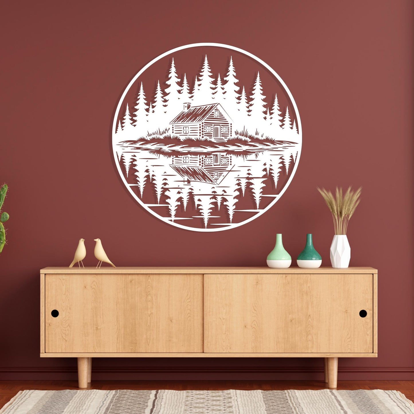 Rustic Cabin Metal Wall Art hanging hardware and mounting detail