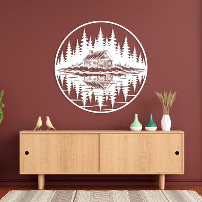 Rustic Cabin Metal Wall Art hanging hardware and mounting detail