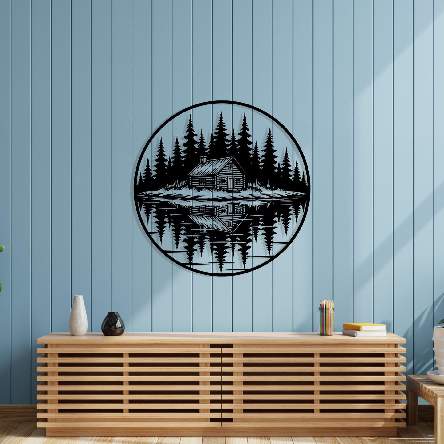 Rustic Cabin Metal Wall Art, Lake House Decor, Forest Trees Sign, Nature Lover Gift | Wallsignature