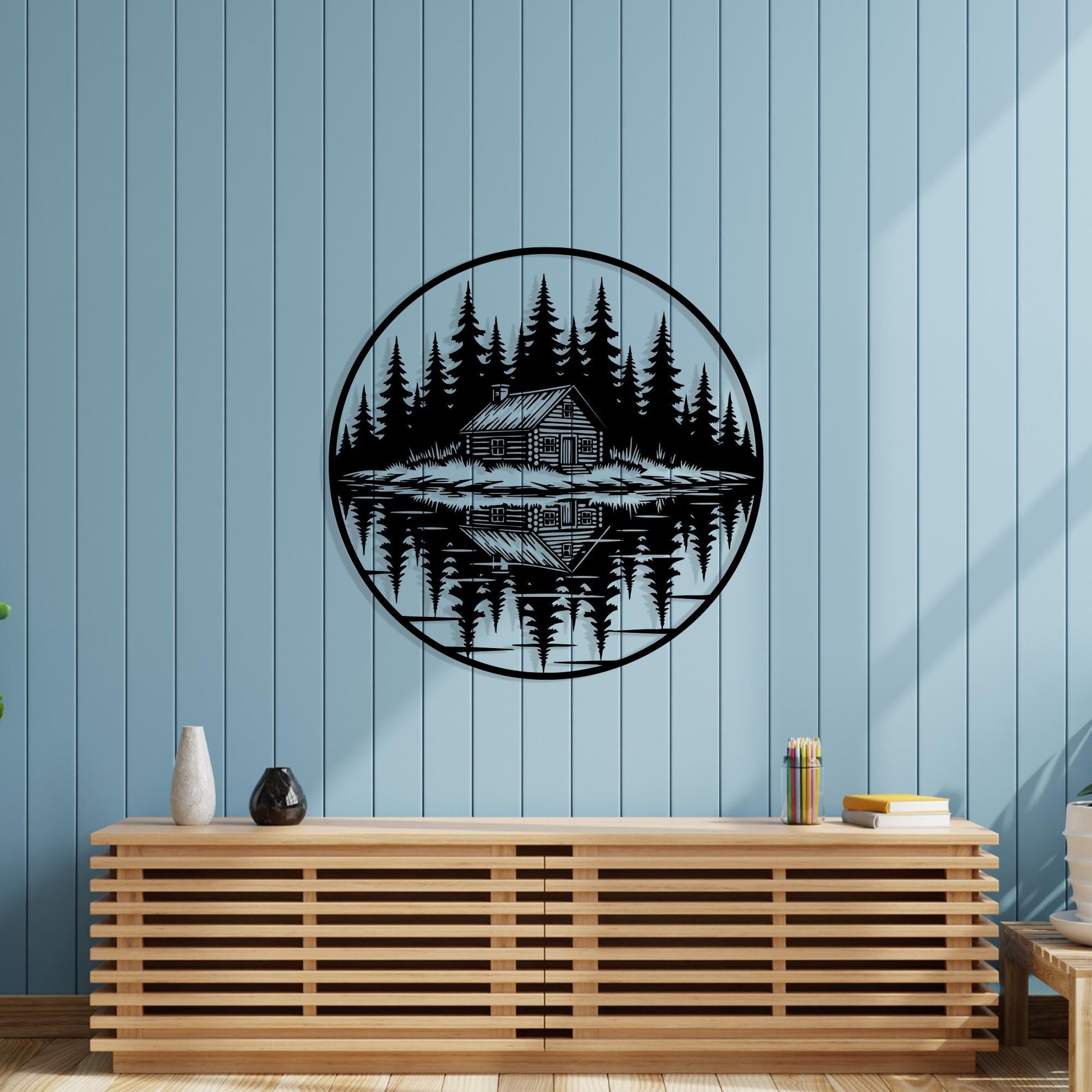 Rustic Cabin Metal Wall Art, Lake House Decor, Forest Trees Sign, Nature Lover Gift | Wallsignature