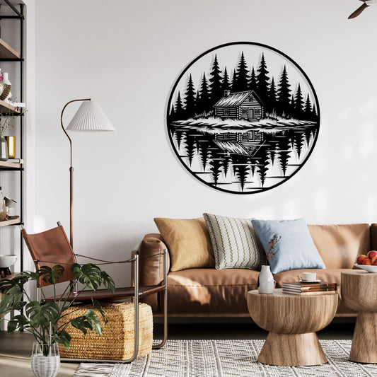Rustic Cabin Metal Wall Art, Lake House Decor, Forest Trees Sign, Nature Lover Gift | Wallsignature