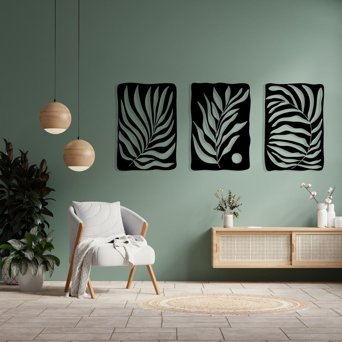 Tropical Palm Leaf Metal Wall Art detail of the metal edge