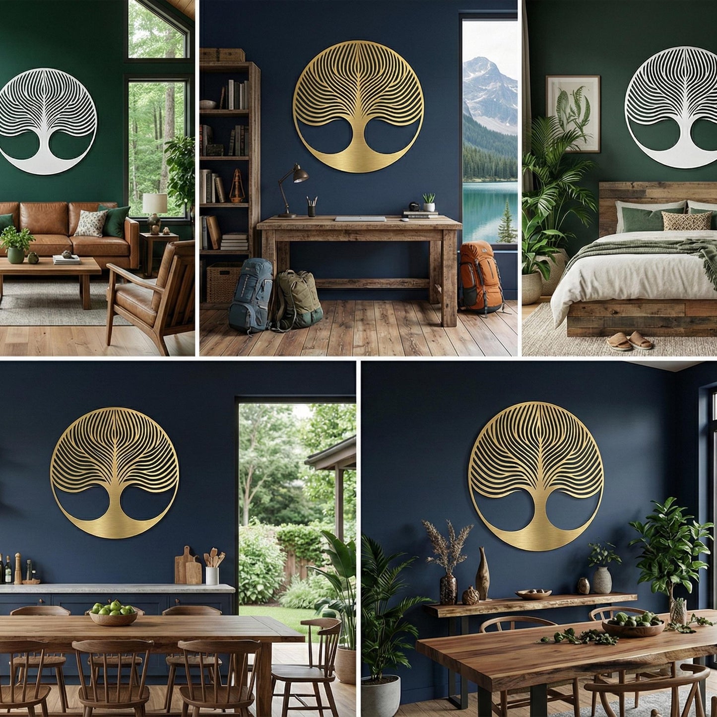 Modern Tree of Life, Round Metal Wall Art, Abstract Nature Sign, Family Gift | Wallsignature