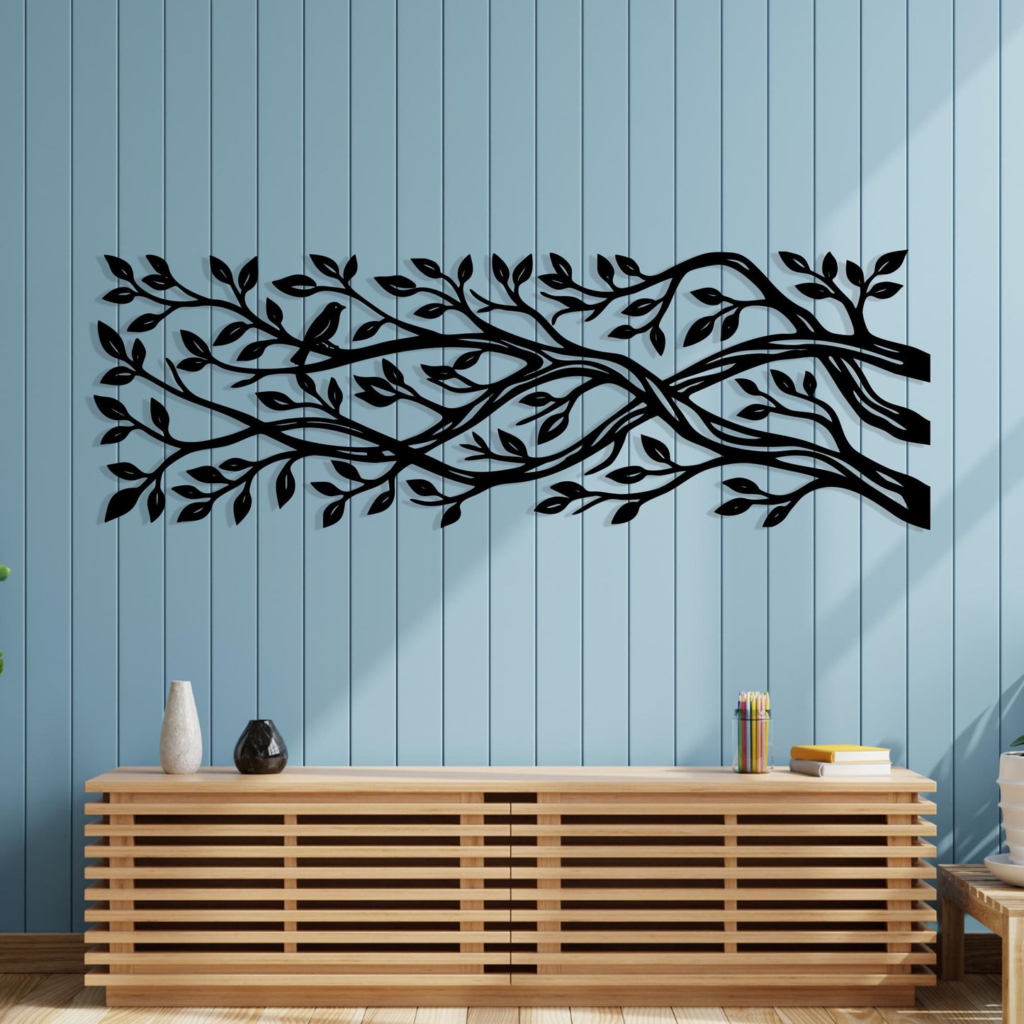 Metal Tree Branch Wall Art detail of the metal edge