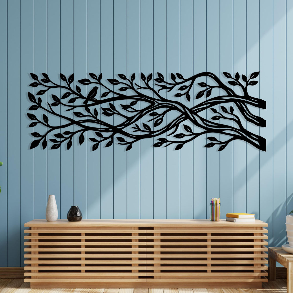 Metal Tree Branch Wall Art detail of the metal edge