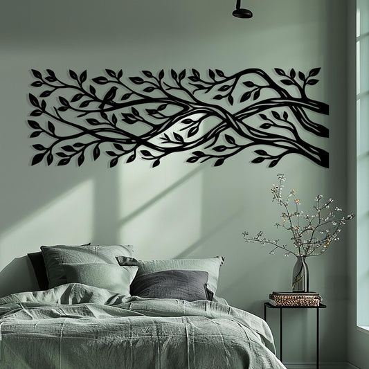 Metal Tree Branch Wall Art shown on a living room wall