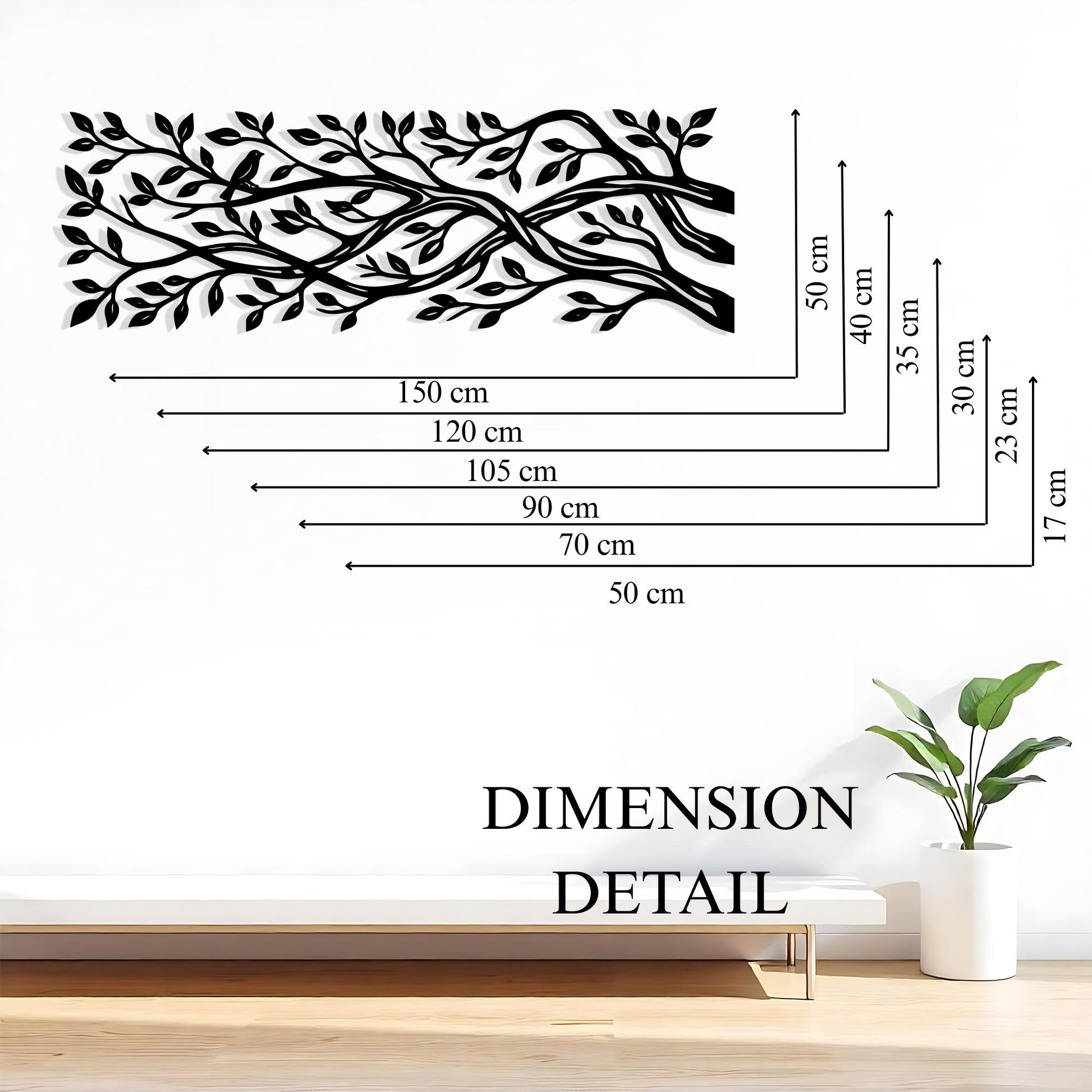 Metal Tree Branch Wall Art colour options for the metal panel