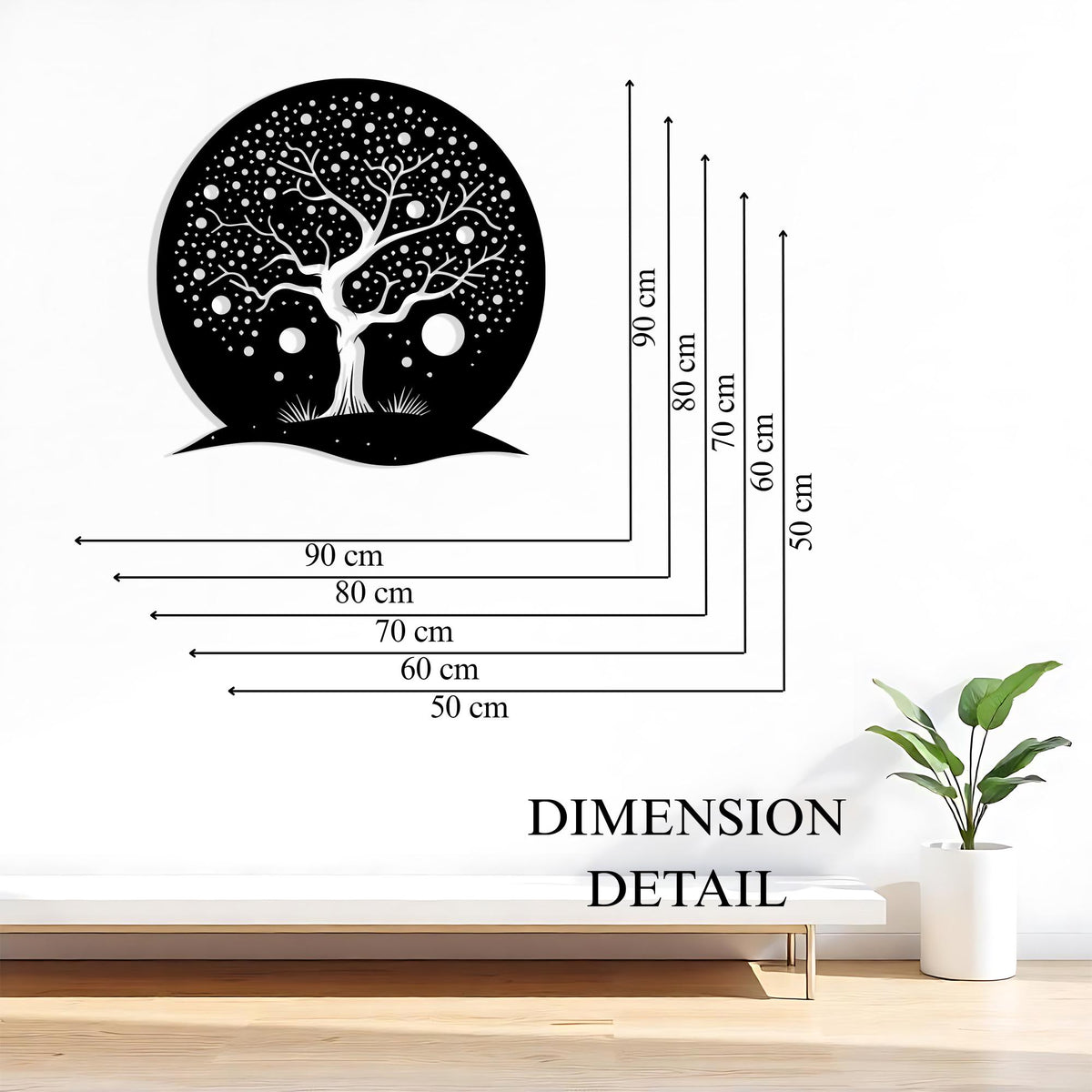 Whimsical Tree of Life Wall Art in a modern hallway