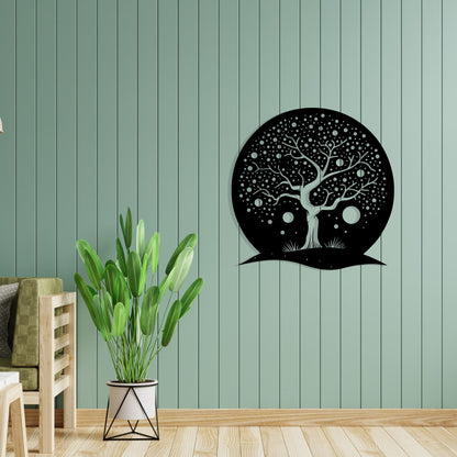 Whimsical Tree of Life Wall Art styled above a sofa