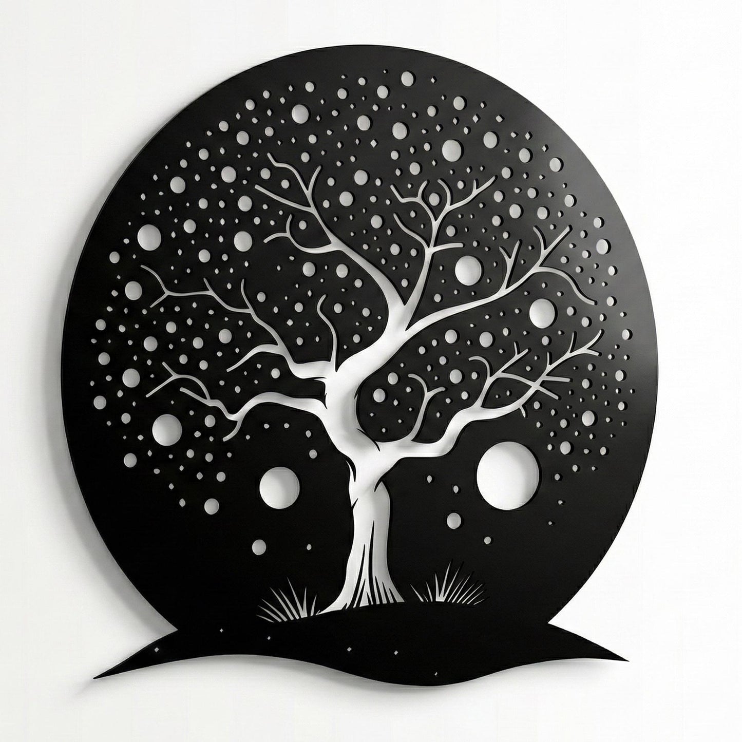 Whimsical Tree of Life Wall Art, Round Metal Moon Decor, Magical Nursery Sign | Wallsignature