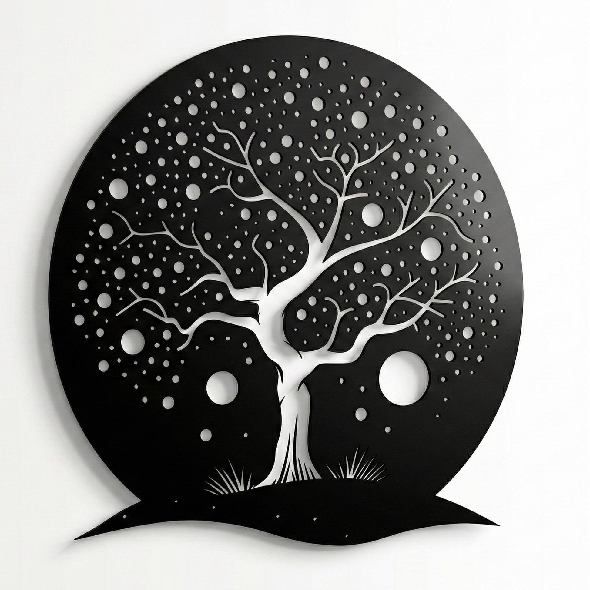Whimsical Tree of Life Wall Art, Round Metal Moon Decor, Magical Nursery Sign | Wallsignature