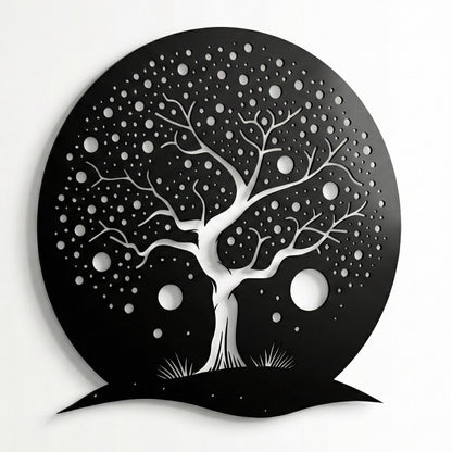 Whimsical Tree of Life Wall Art shown on a living room wall
