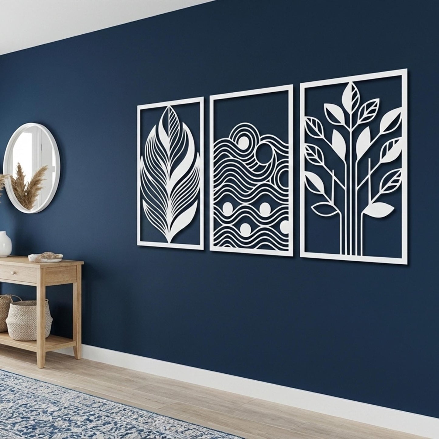 Set of 3 Nature Metal Wall Art colour options for the metal panel