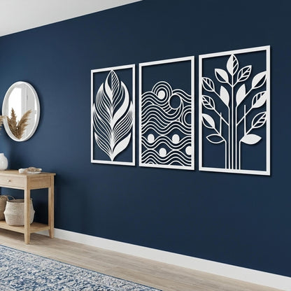 Set of 3 Nature Metal Wall Art colour options for the metal panel