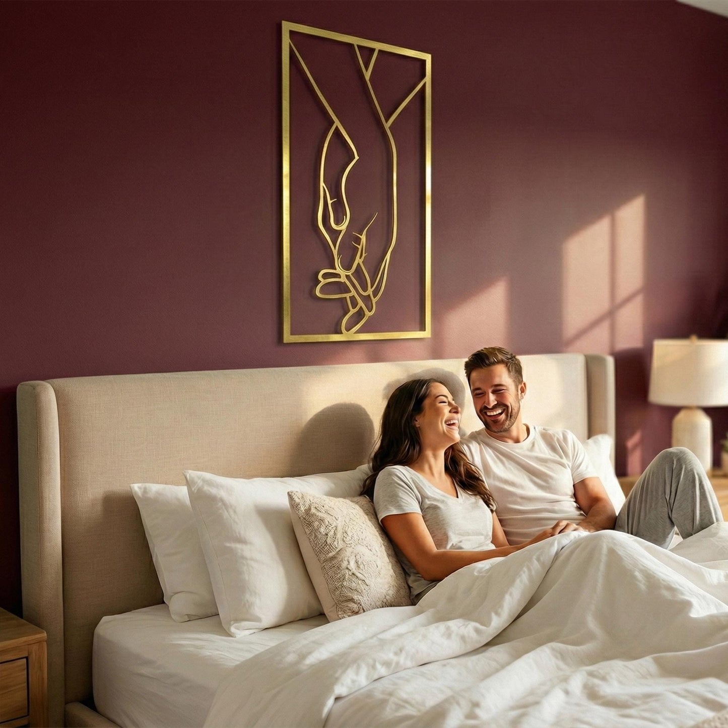 Minimalist Metal Hands Wall Art, Romantic Couple Line Art Decor, Unique Birthday Gift | Wallsignature