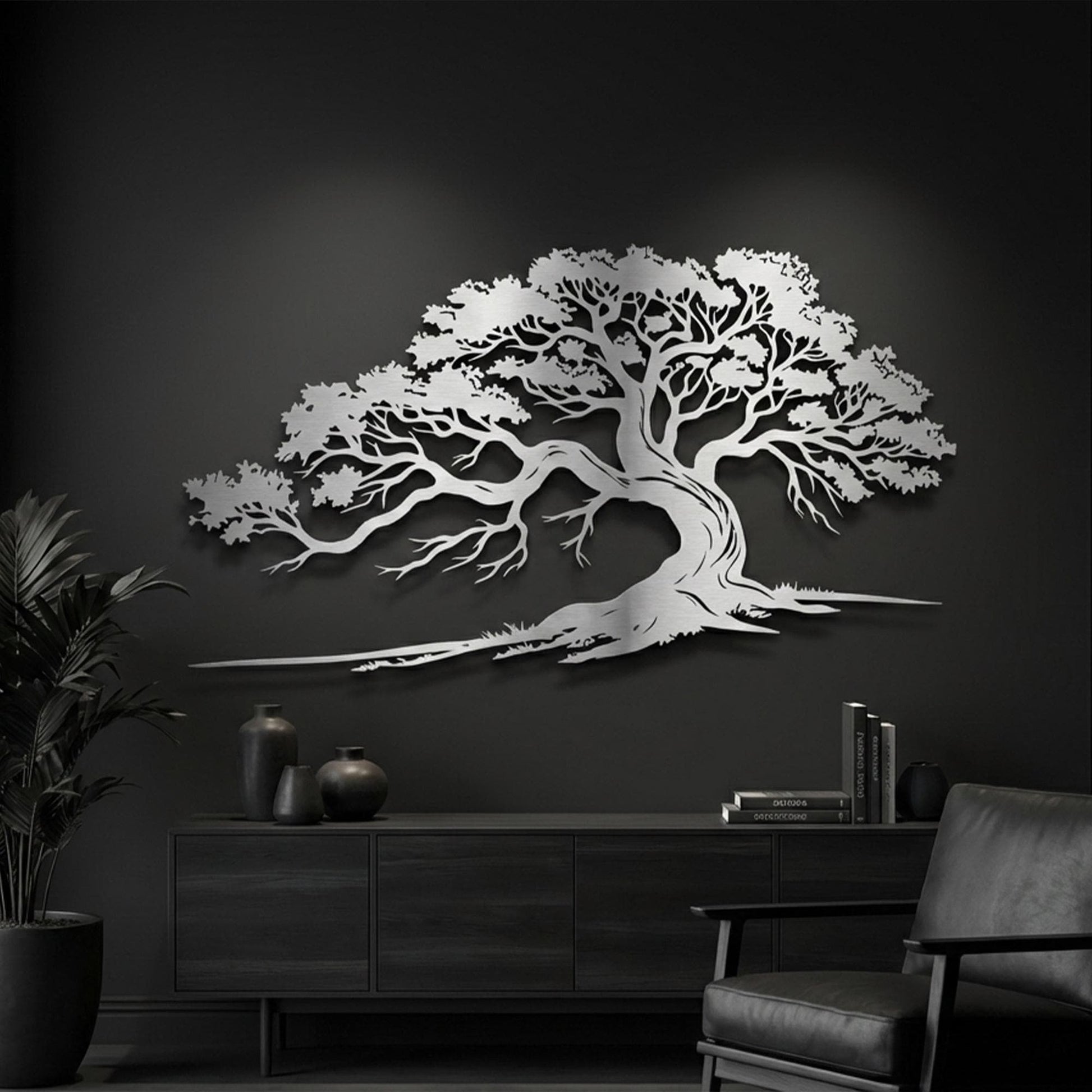 Large Oak Tree Metal Wall Art bedroom interior styling