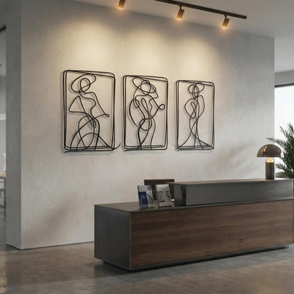 Set of 3 Metal Wall Art close-up of the powder-coated finish