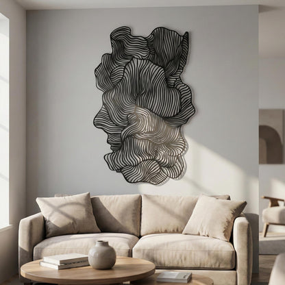 Black Metal Wall Art styled above a sofa