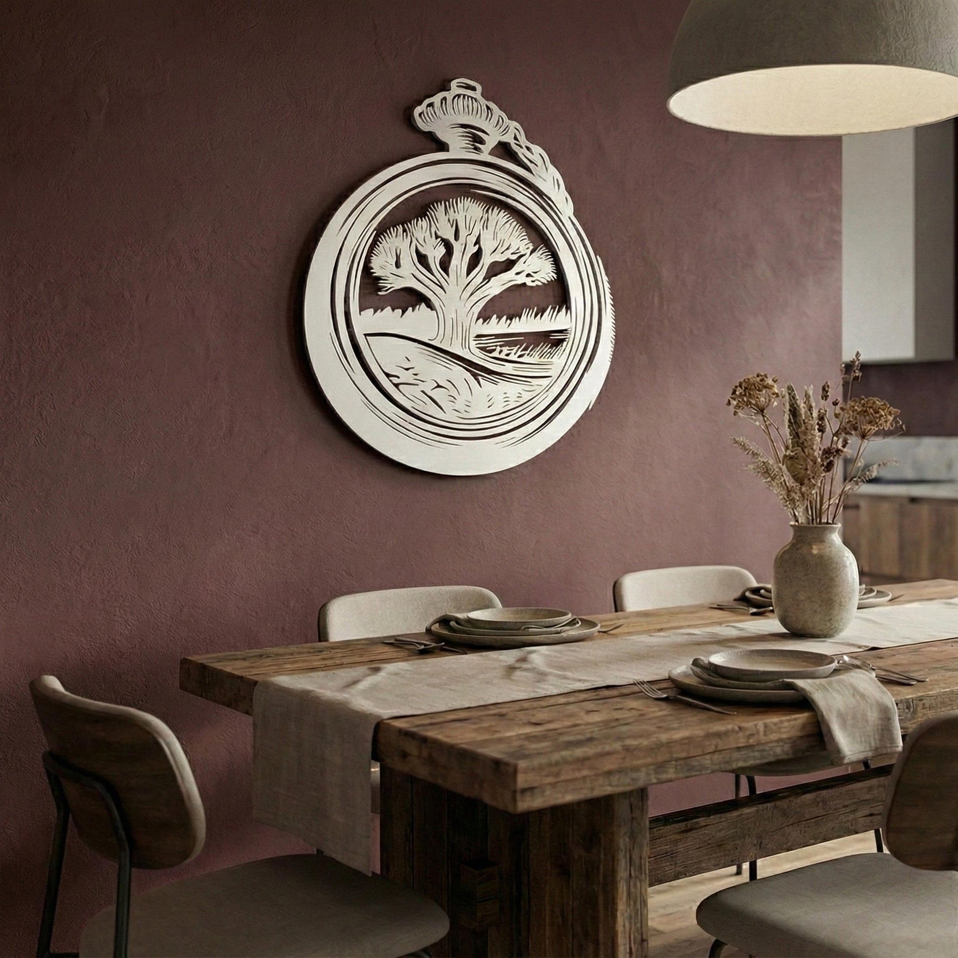 Vintage Pocket Watch Metal Wall Art, Tree of Life Decor, Rustic Nature Sign | Wallsignature