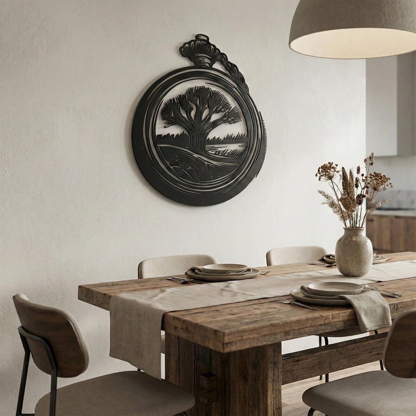 Vintage Pocket Watch Metal Wall Art, Tree of Life Decor, Rustic Nature Sign | Wallsignature