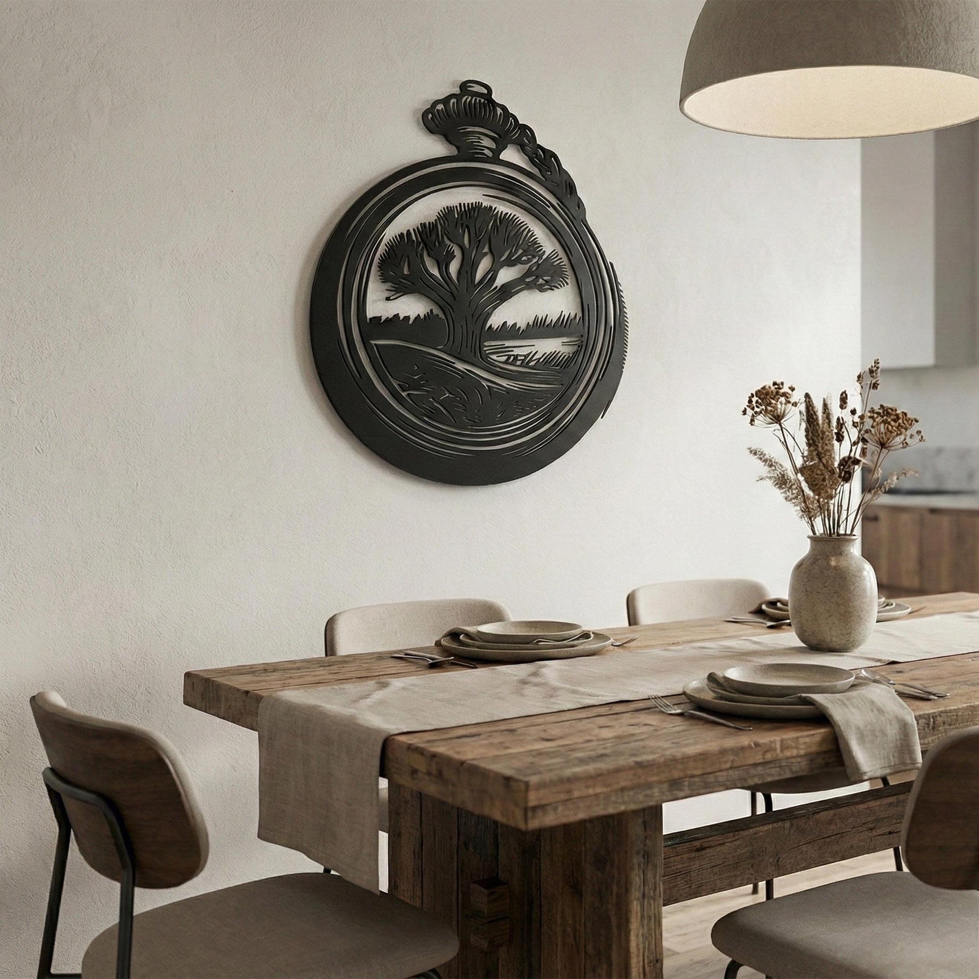 Vintage Pocket Watch Metal Wall Art, Tree of Life Decor, Rustic Nature Sign | Wallsignature