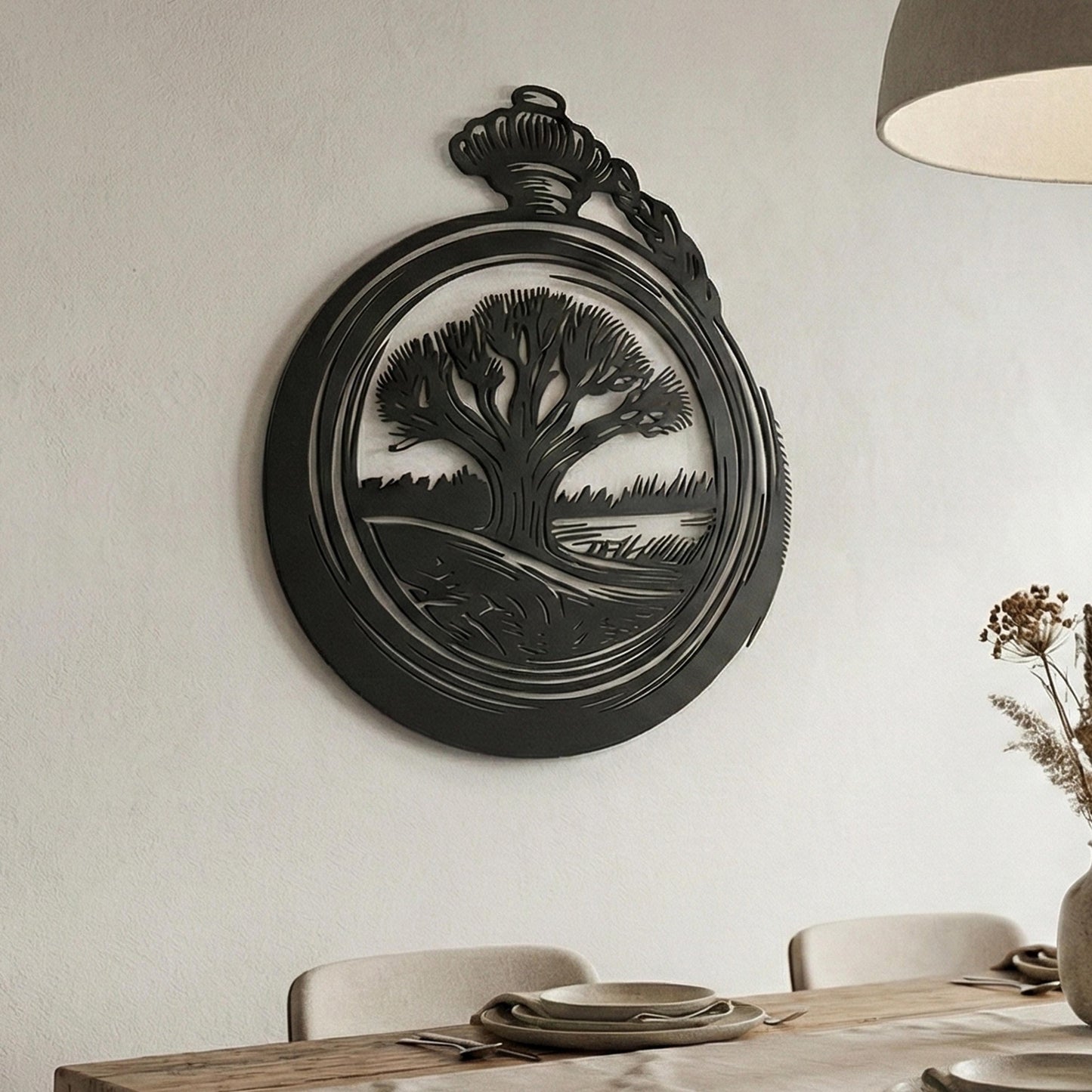 Vintage Pocket Watch Metal Wall Art, Tree of Life Decor, Rustic Nature Sign | Wallsignature