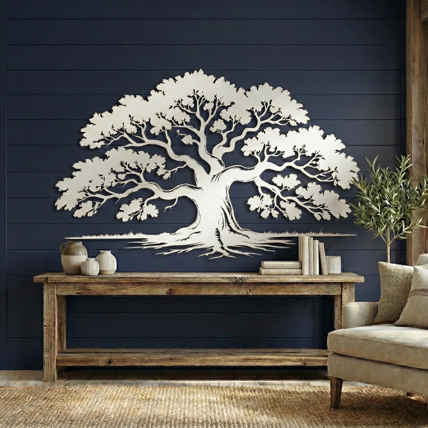 Metal Tree of Life Wall Art hanging hardware and mounting detail