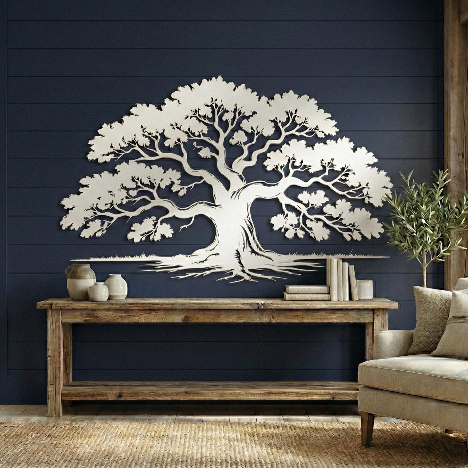 Metal Tree of Life Wall Art hanging hardware and mounting detail