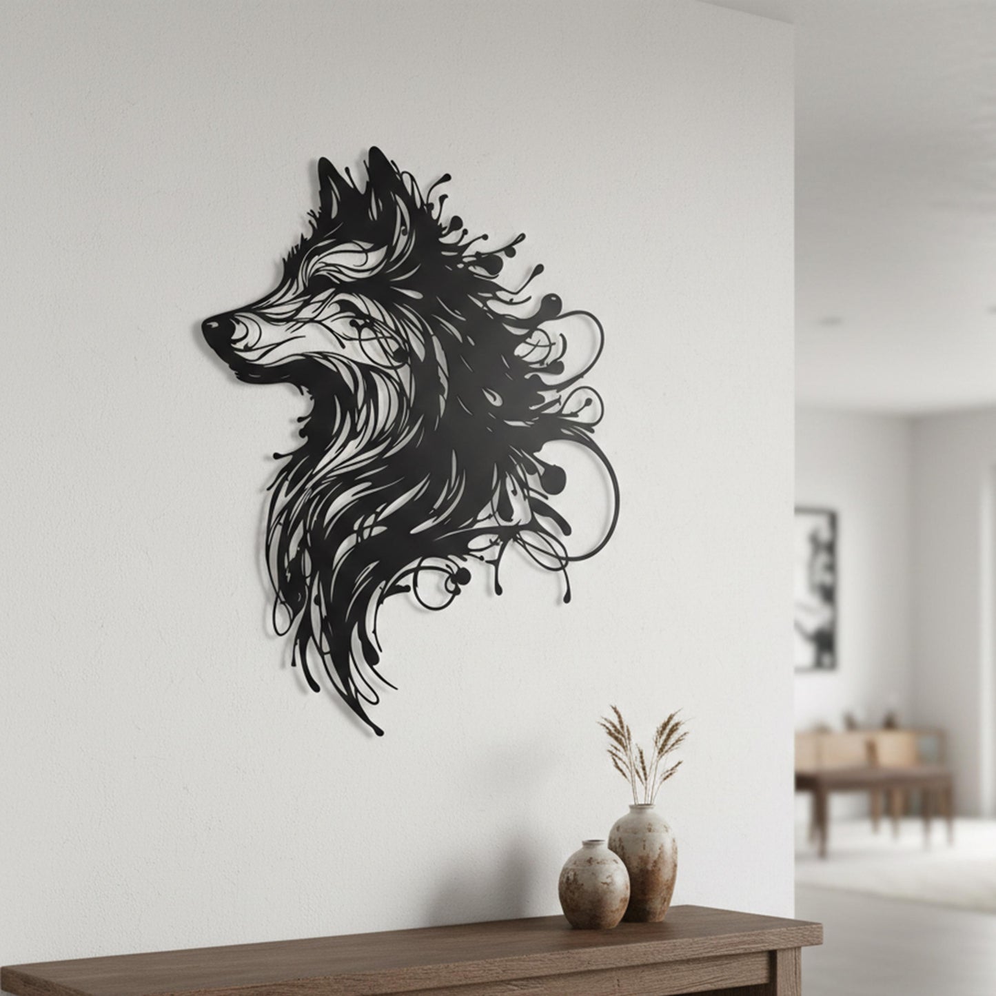 Abstract Wolf Metal Wall Art, Modern Wildlife Decor, Unique Animal Head, Housewarming Gift | Wallsignature