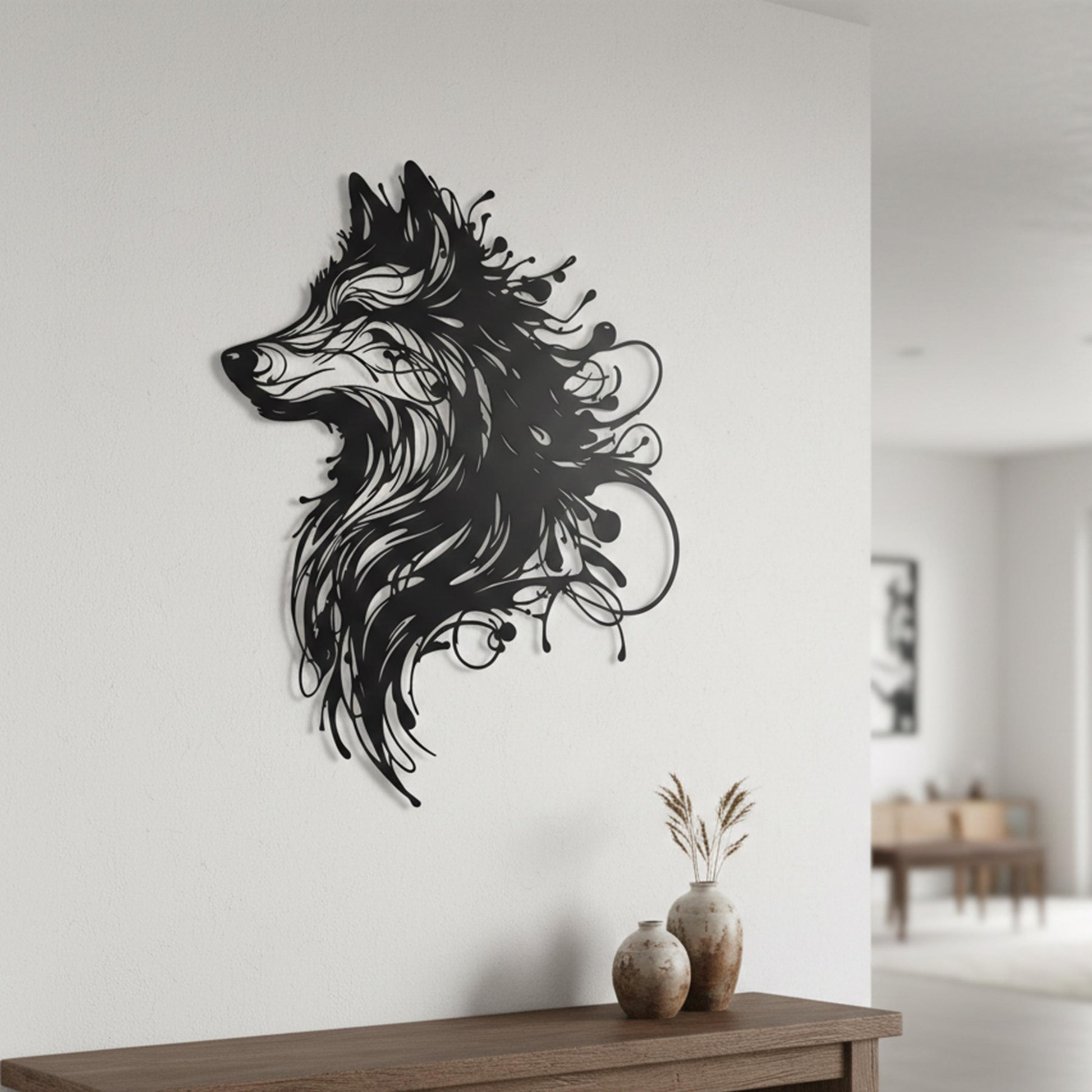 Abstract Wolf Metal Wall Art, Modern Wildlife Decor, Unique Animal Head, Housewarming Gift | Wallsignature