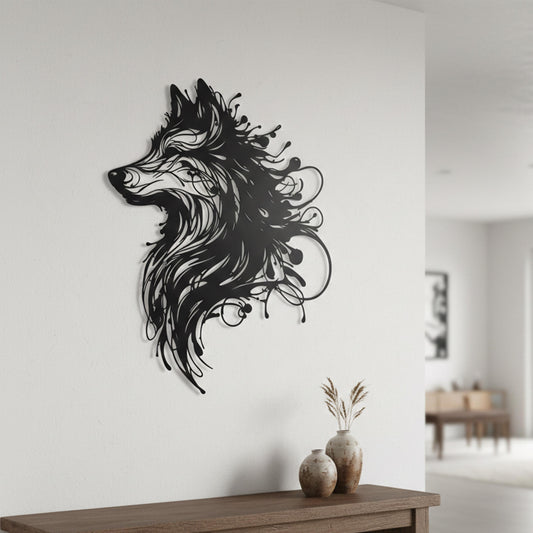 Abstract Wolf Metal Wall Art, Modern Wildlife Decor, Unique Animal Head, Housewarming Gift | Wallsignature