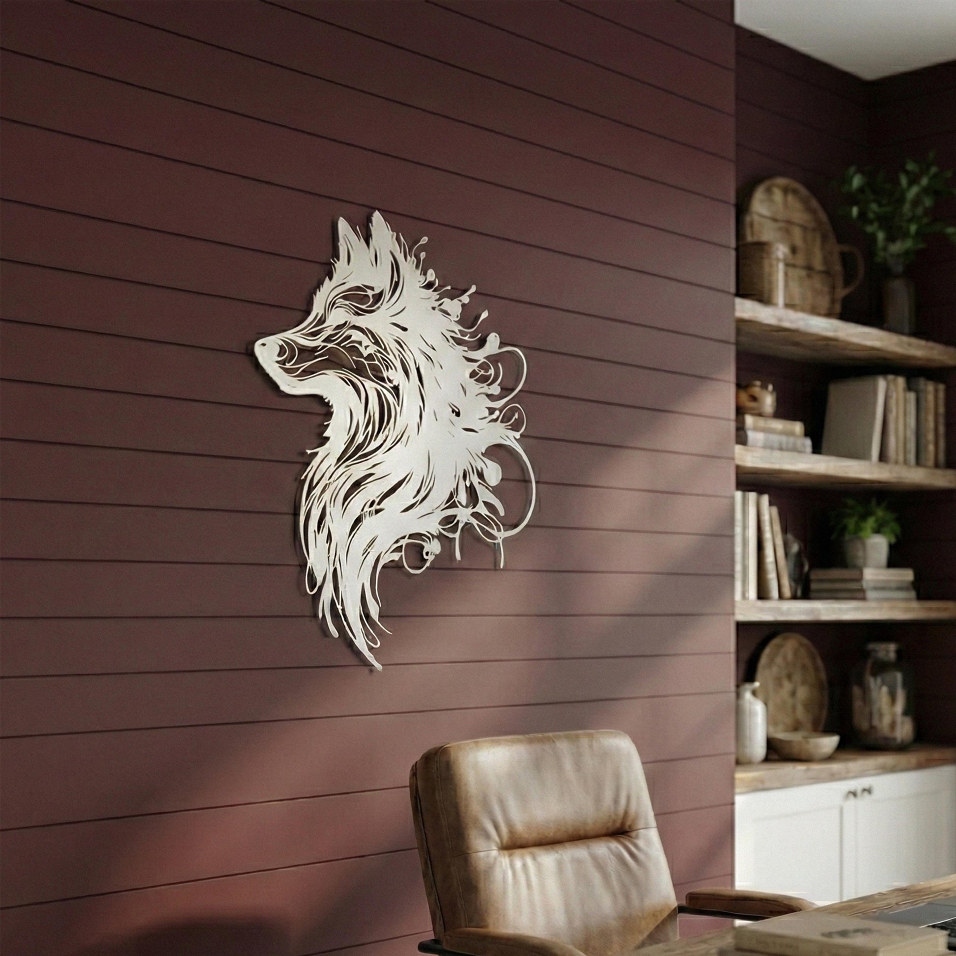 Abstract Wolf Metal Wall Art, Modern Wildlife Decor, Unique Animal Head, Housewarming Gift | Wallsignature