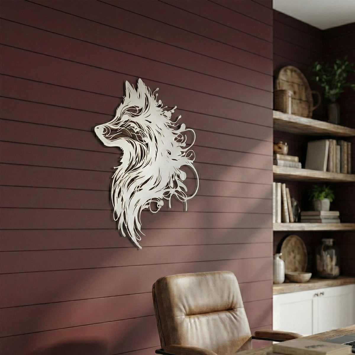 Abstract Wolf Metal Wall Art close-up of the powder-coated finish