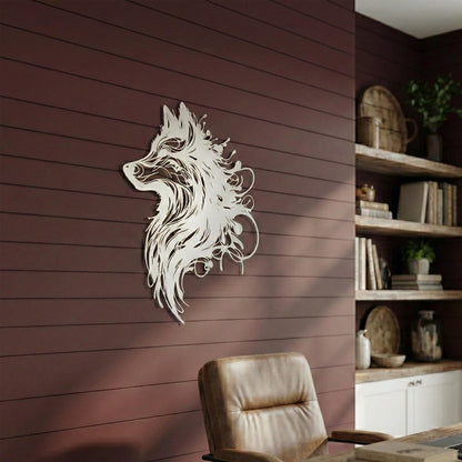 Abstract Wolf Metal Wall Art close-up of the powder-coated finish