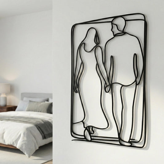 Couple Minimalist Metal Wall Art – laser-cut steel wall decor