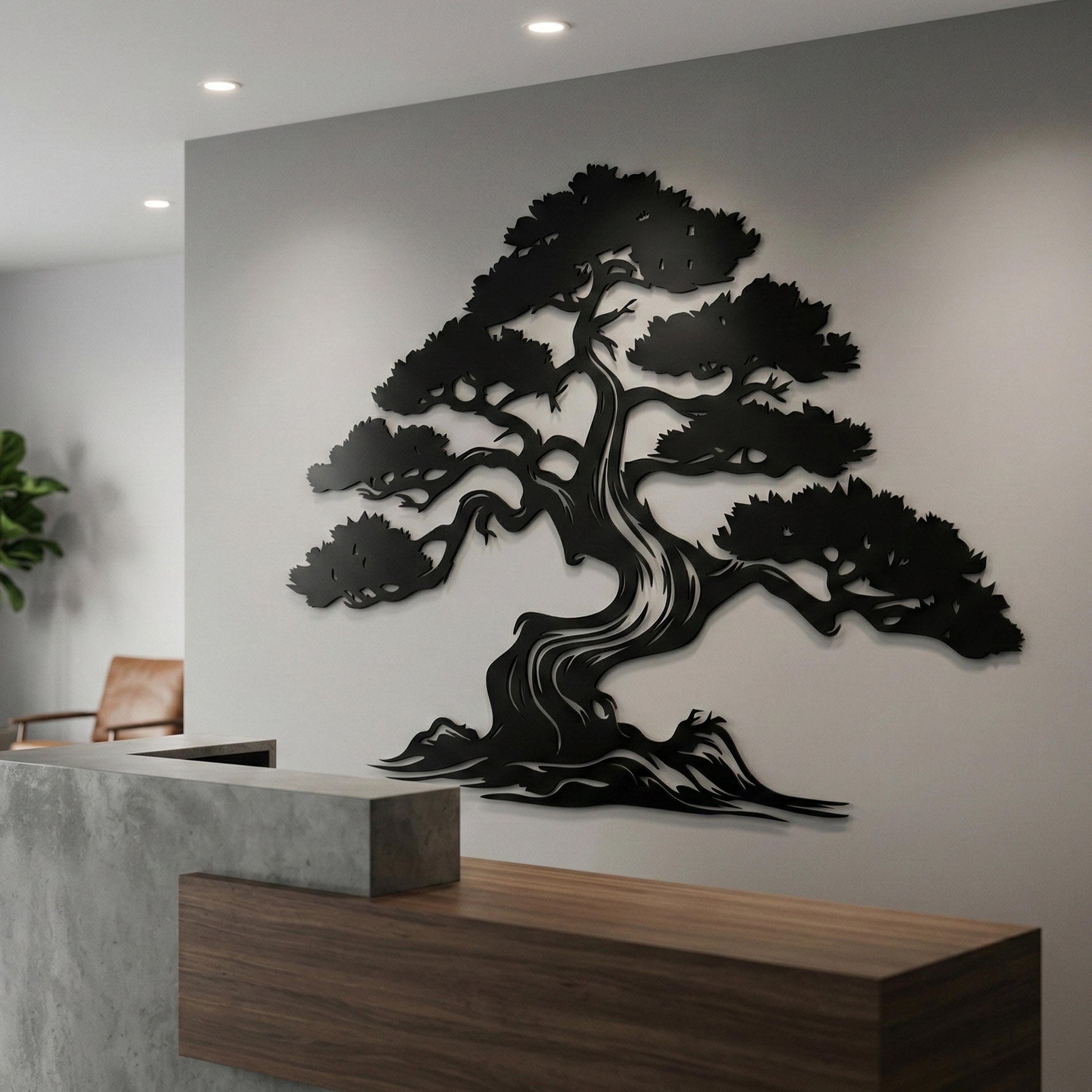 Metal Tree of Life Wall Art in a modern hallway