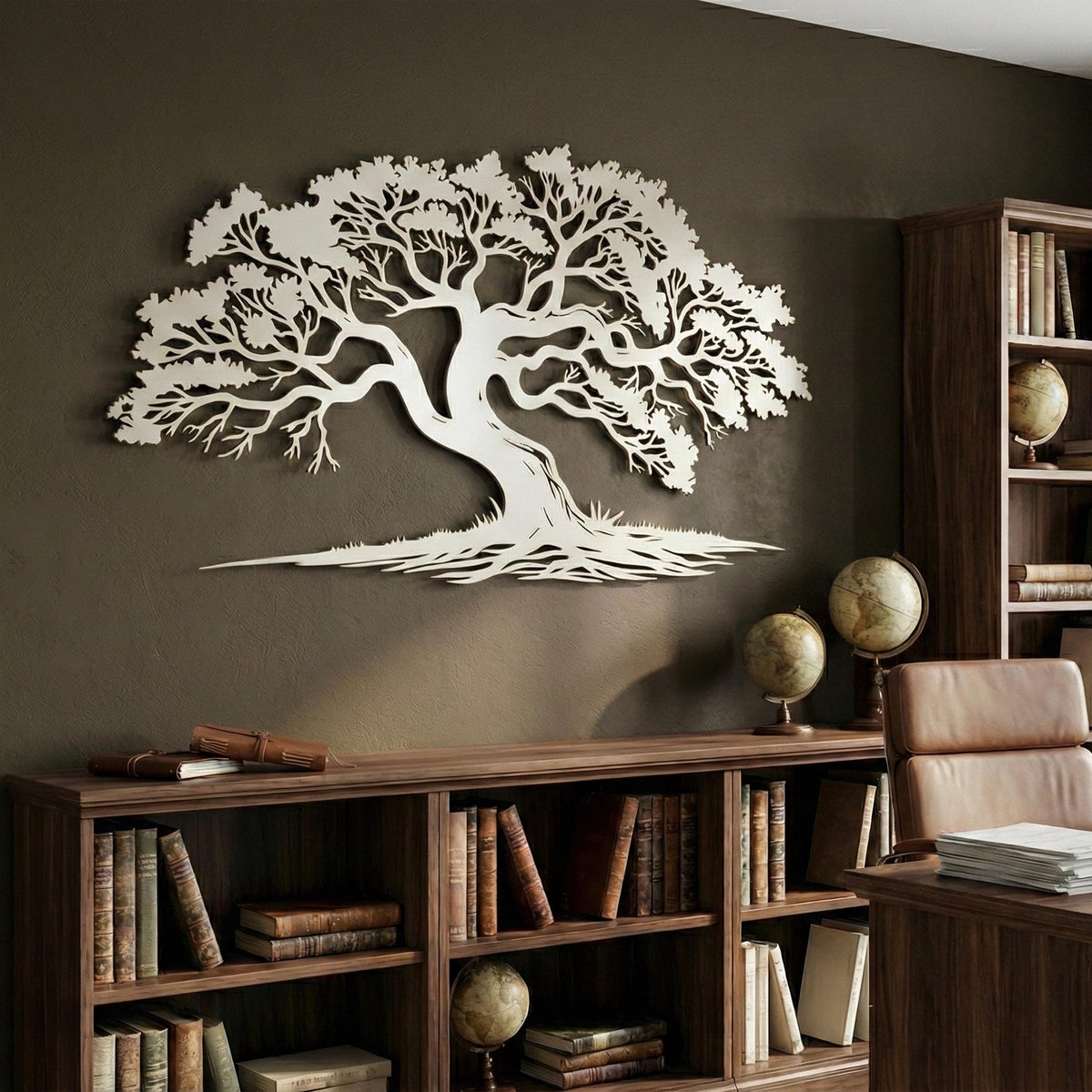 Large Metal Tree of Life Wall Art size guide with dimensions in cm and inches