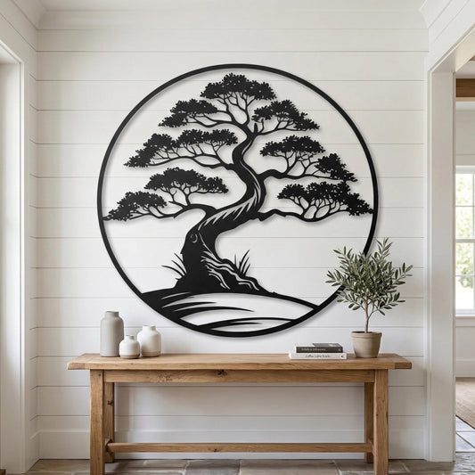 Bonsai Tree Metal Wall Art – laser-cut steel wall decor