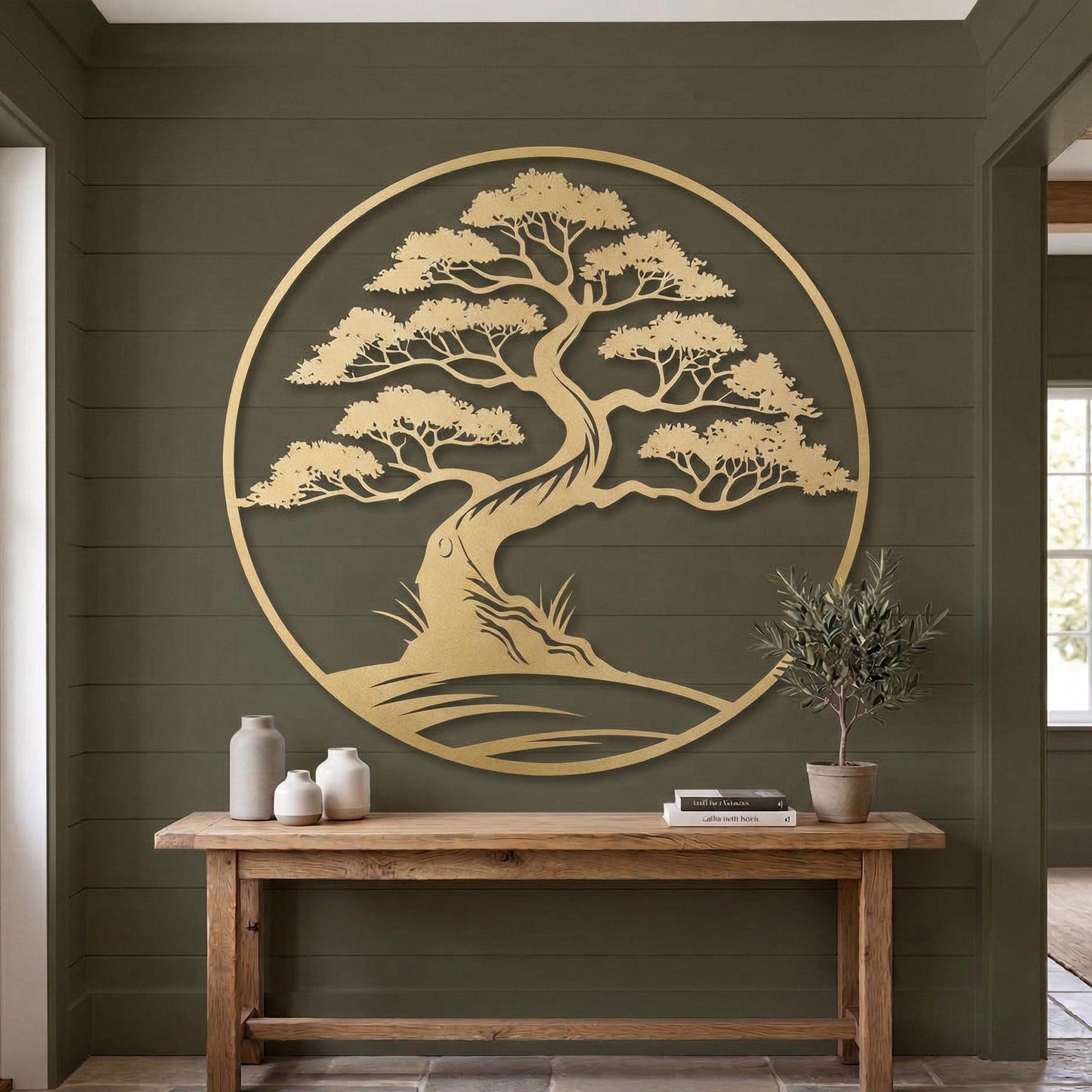 Bonsai Tree Metal Wall Art detail of the metal edge