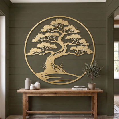 Bonsai Tree Metal Wall Art detail of the metal edge