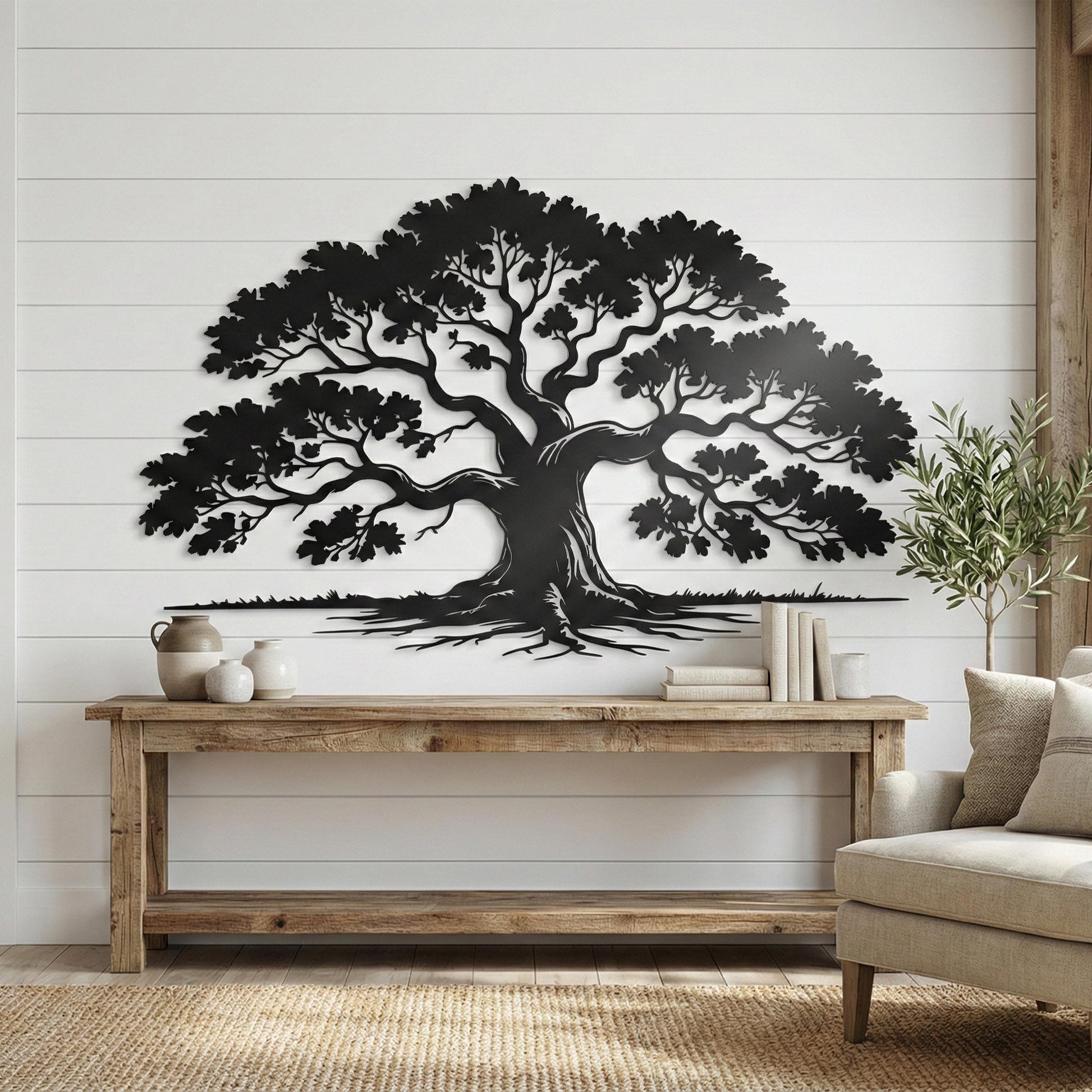 Metal Tree of Life Wall Art shown on a living room wall