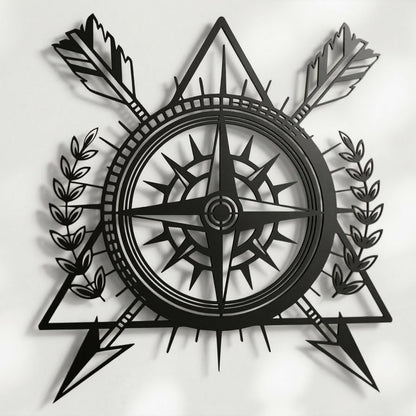 Rustic Arrow Compass Metal Wall Art – laser-cut steel wall decor