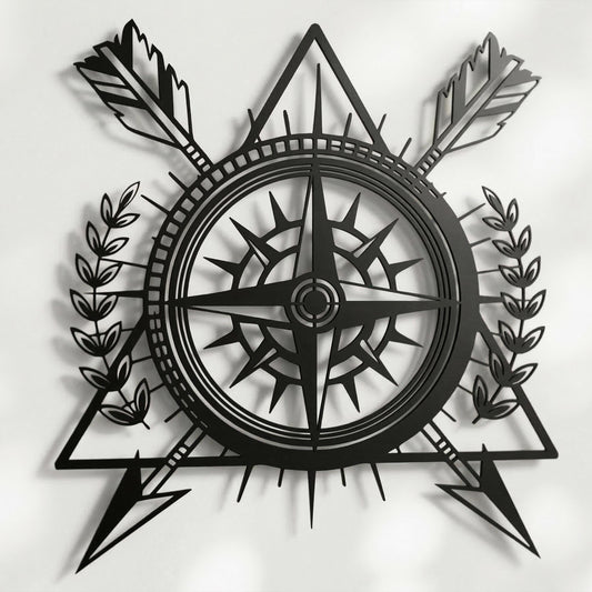 Rustic Arrow Compass Metal Wall Art, Explorer Decor | Wallsignature