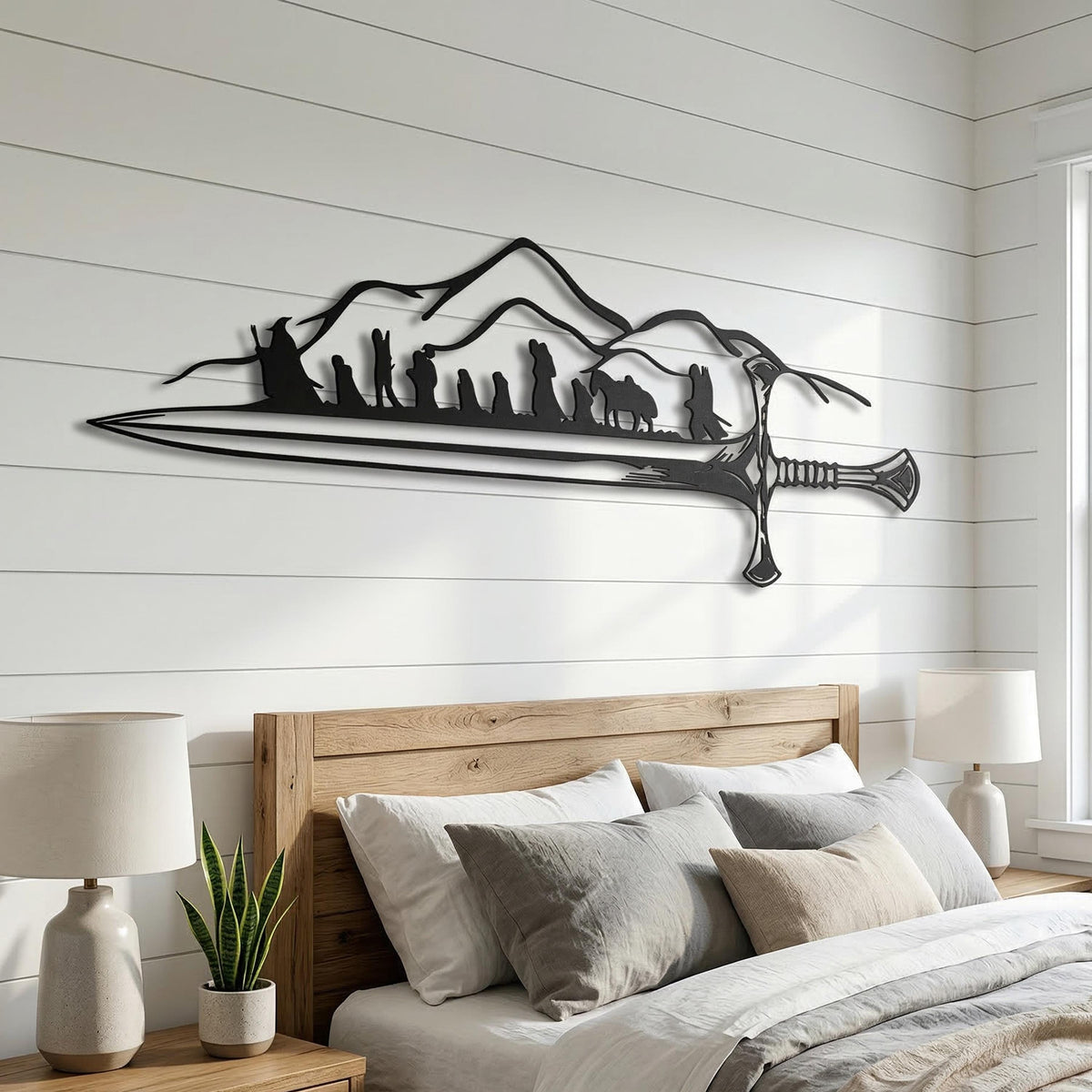 Lord of The Rings Metal Wall Art shown on a living room wall