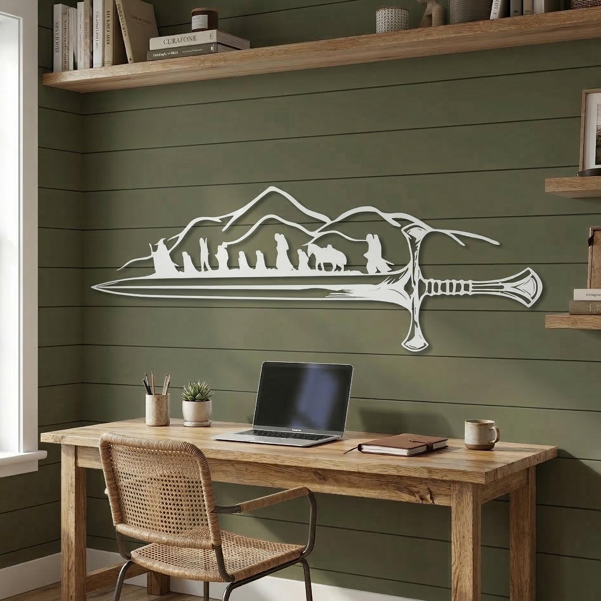 Lord of The Rings Metal Wall Art styled above a sofa