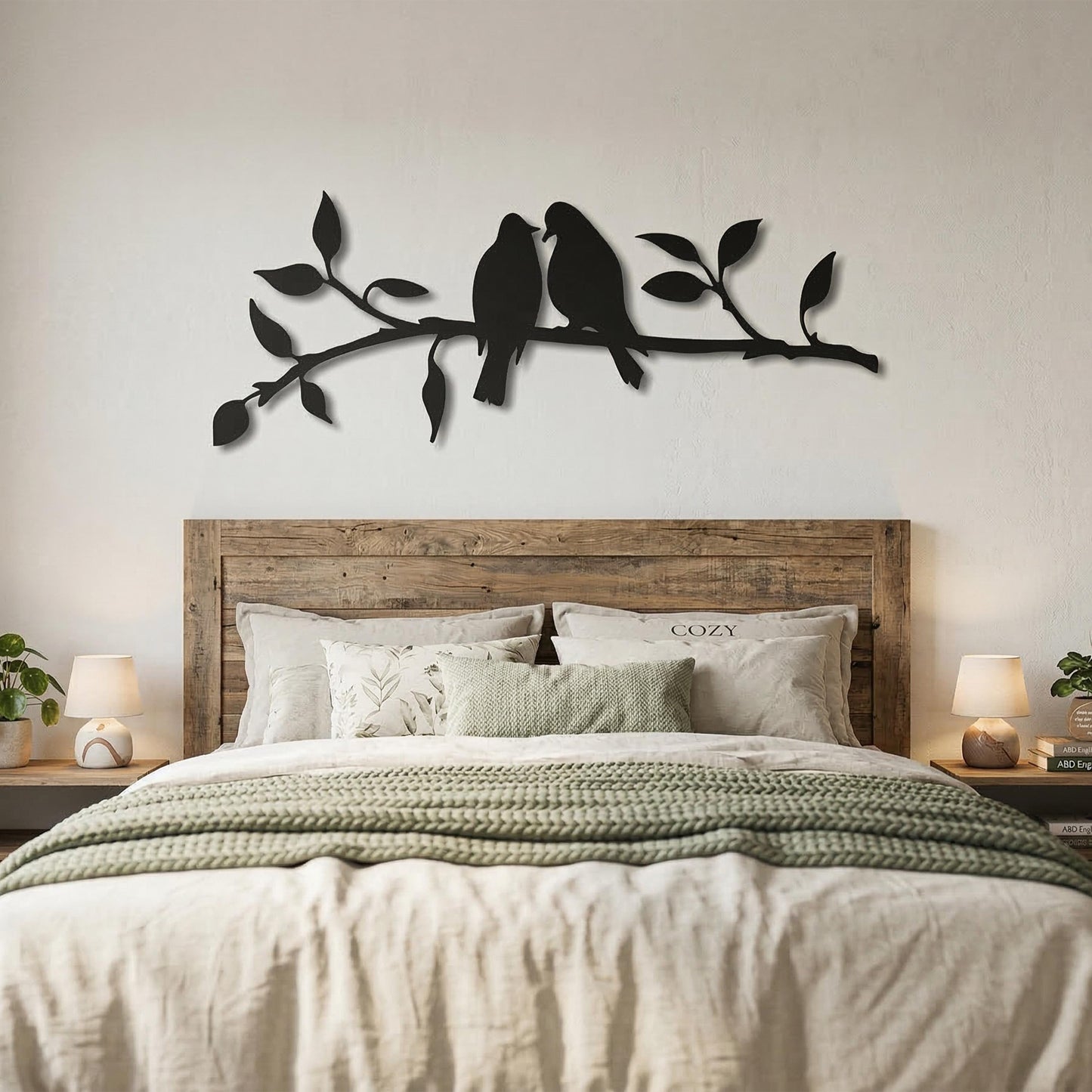 Metal Birds on Branch Wall Art hanging hardware and mounting detail