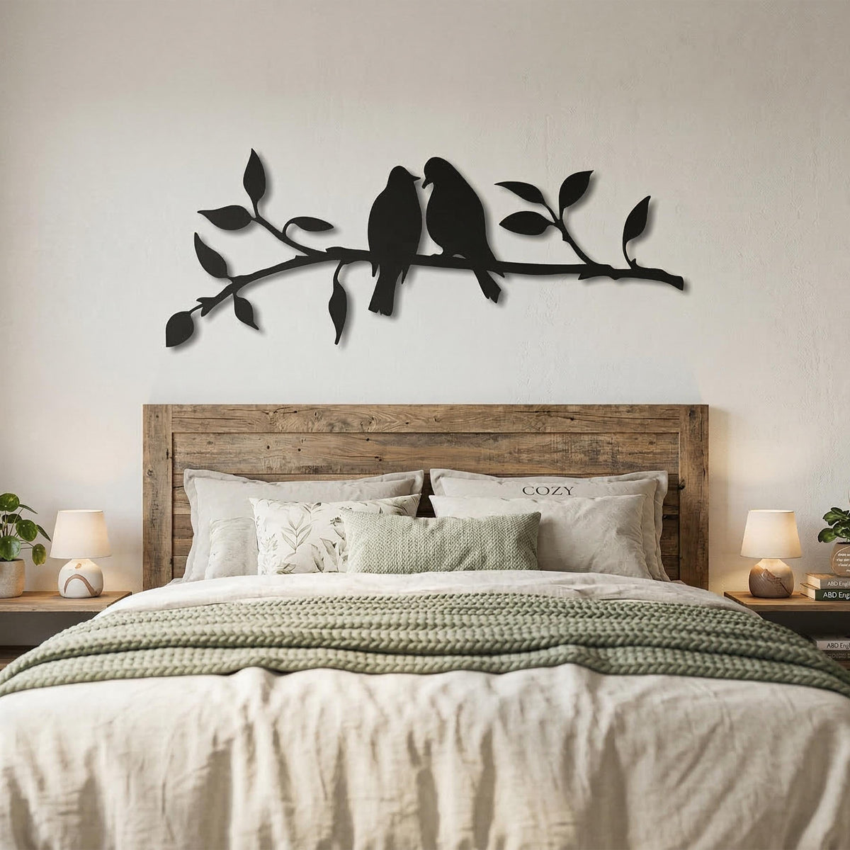 Metal Birds on Branch Wall Art hanging hardware and mounting detail