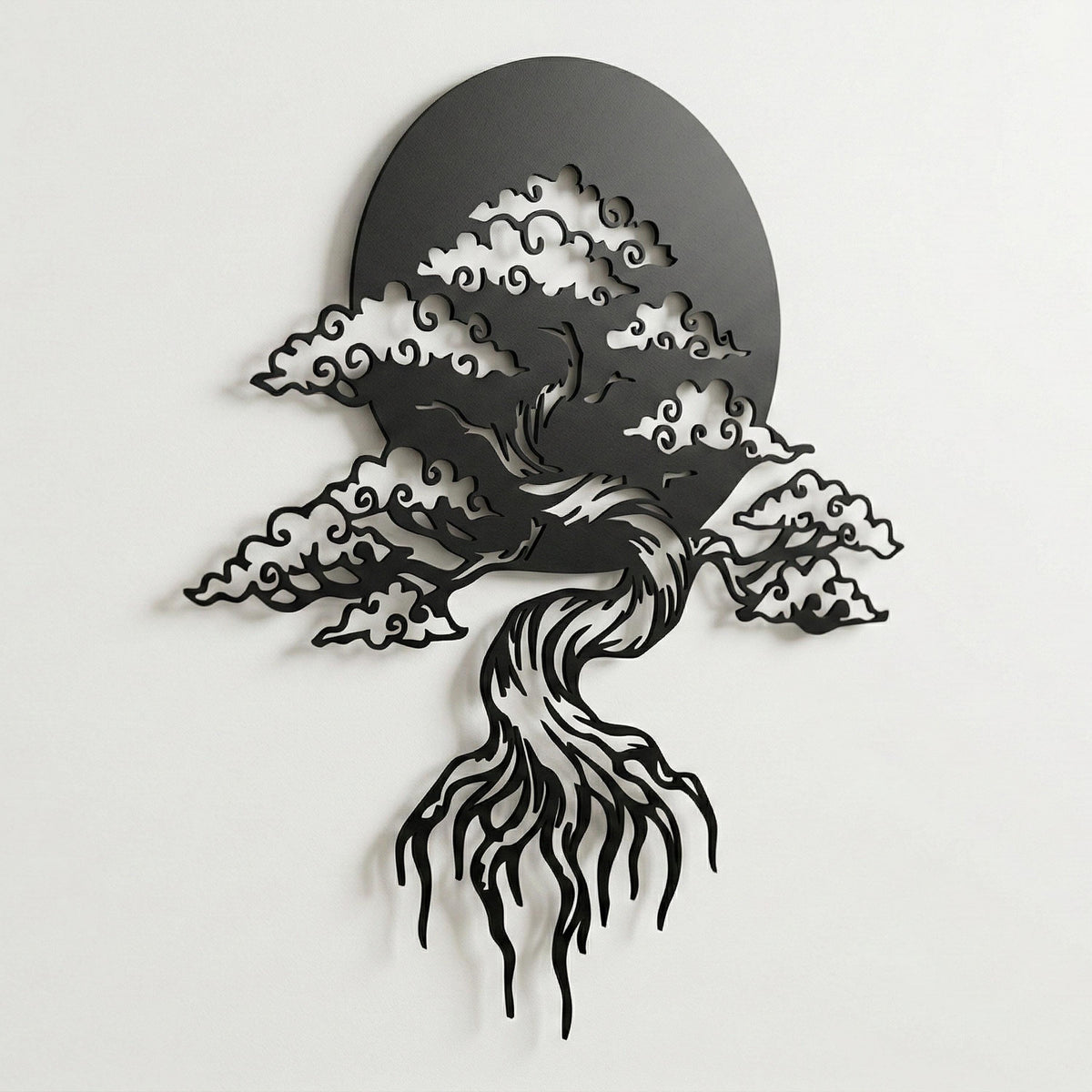 Bonsai Tree Metal Wall Art in a modern hallway
