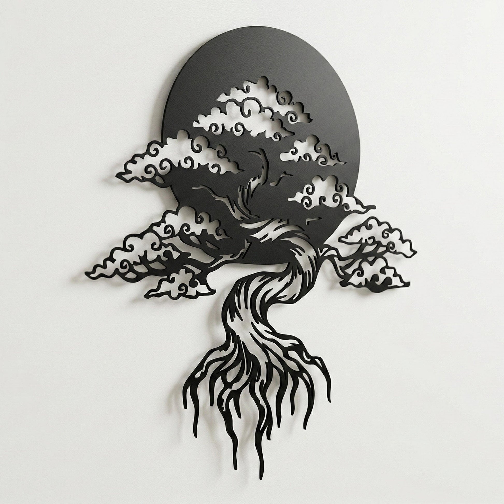 Bonsai Tree Metal Wall Art in a modern hallway